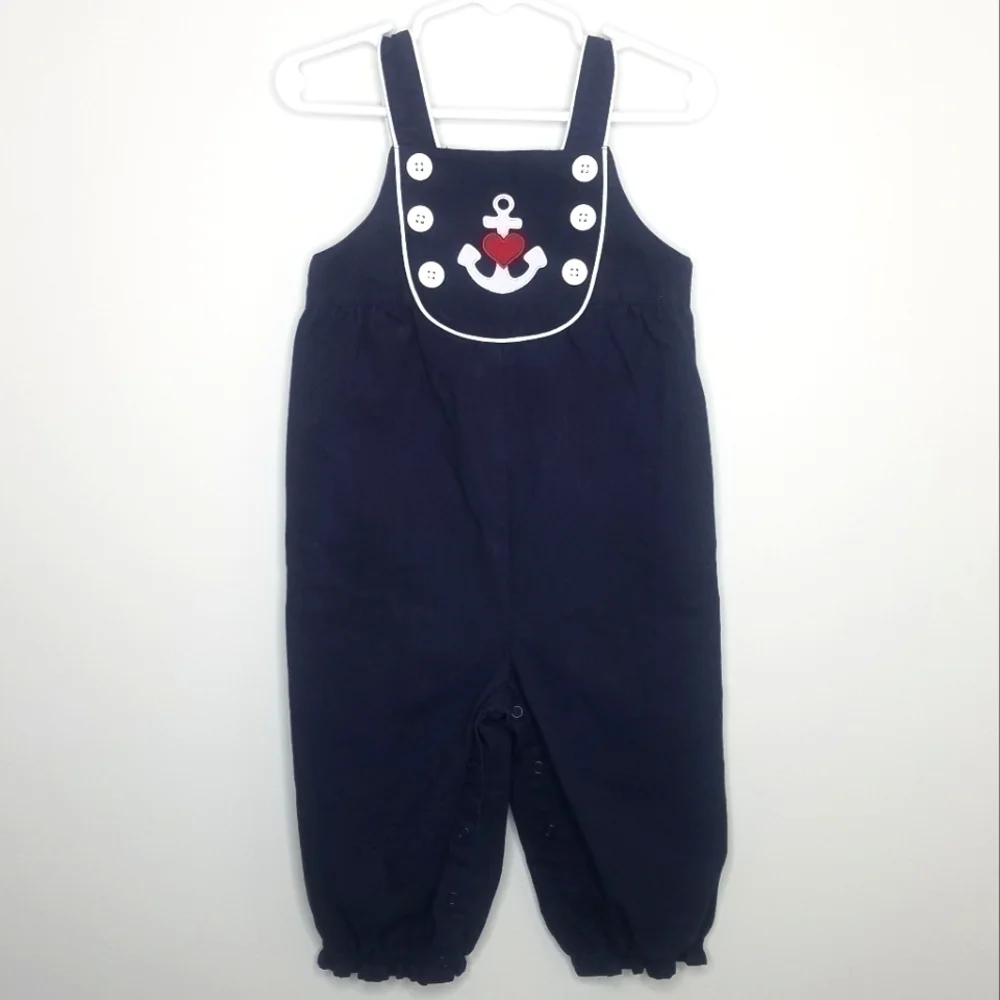 Gymboree Anchor Sailing Heart Navy Overall 12-18m